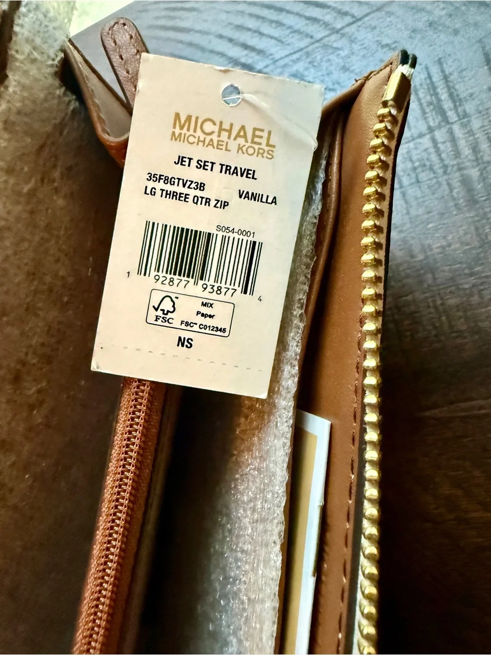Michael Kors Beige Signature Zip Wallet